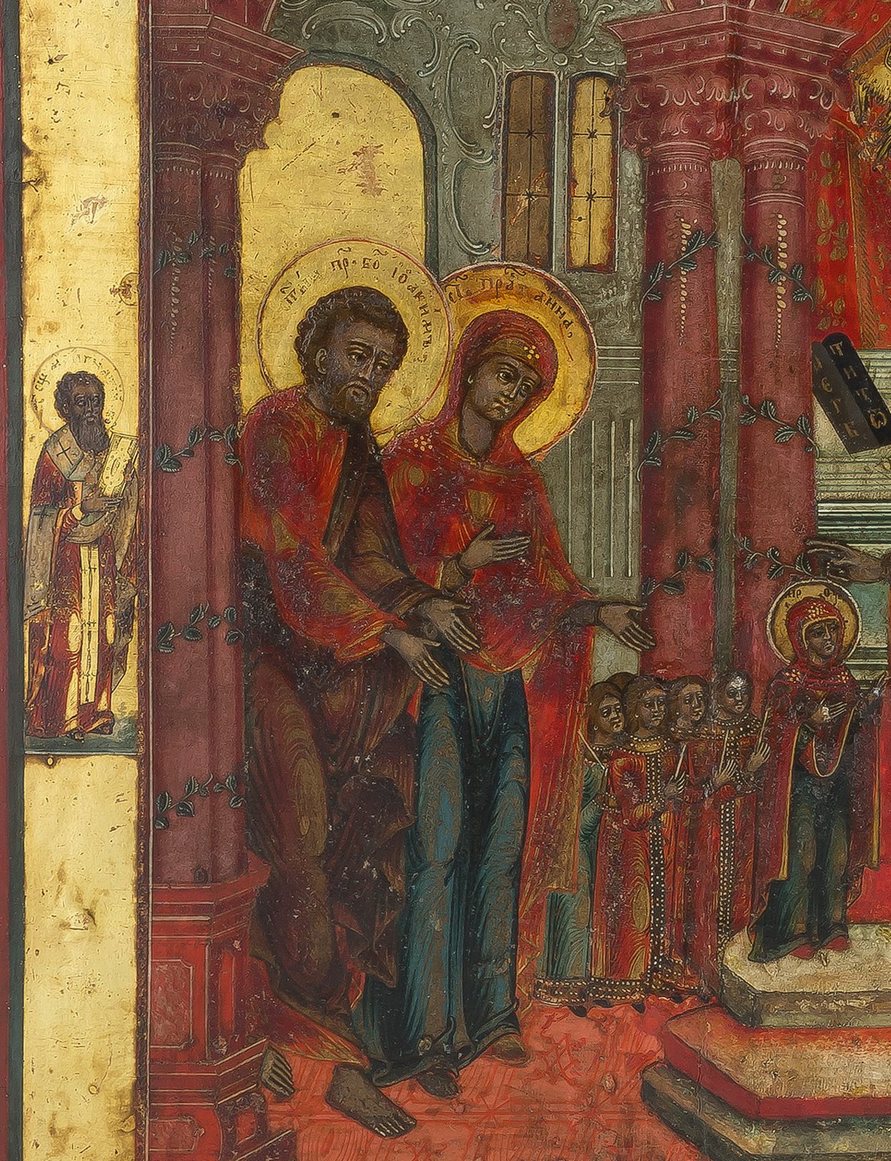 Antica icona russa  raffigurante la "Presentazione di Maria al Tempio"