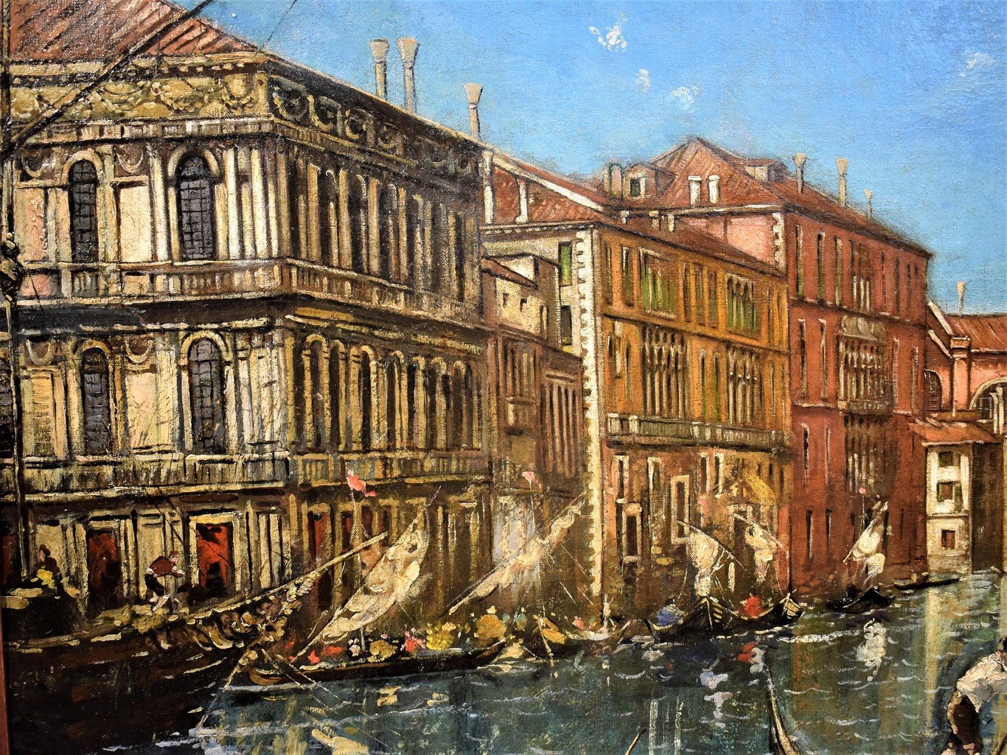 Tableau Venise Signé Louise De B. - Huile Sur Toile 75x56 Cm, Style Expressionniste