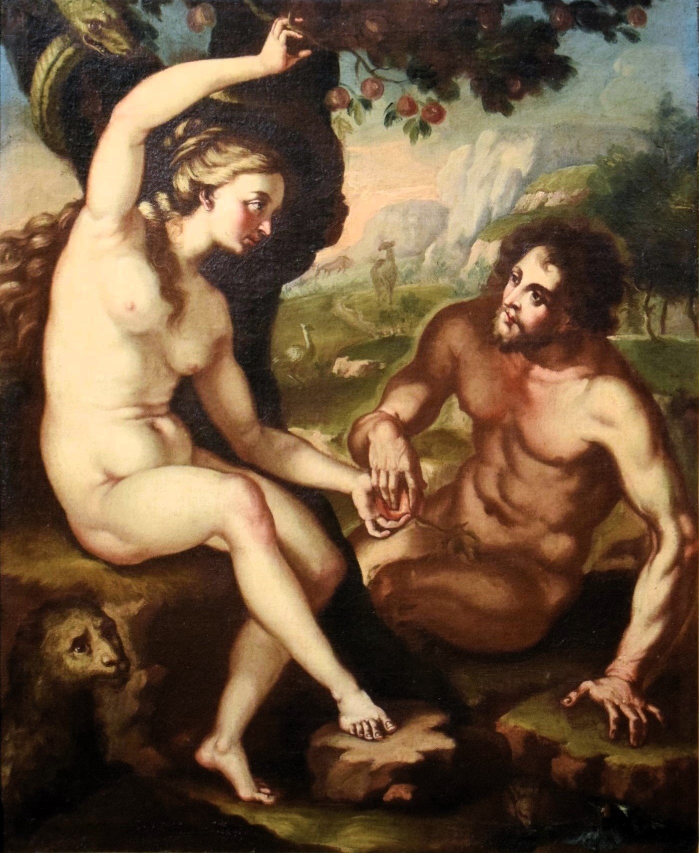 Adam and Eve Flemish Master of the 17th century Antique paintings