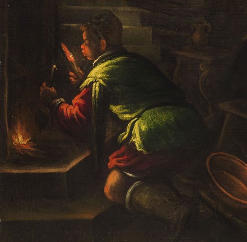 Scena d'interno a lume di candela