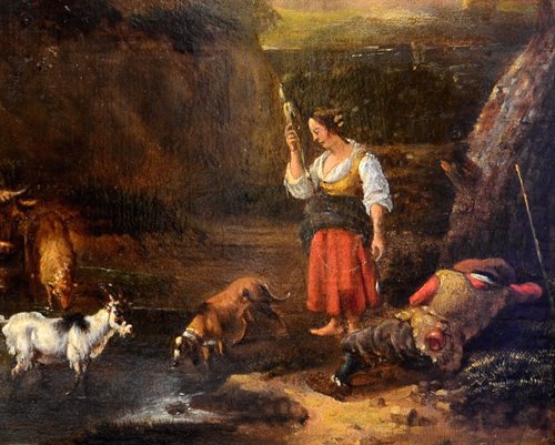Paesaggio con pastori e armenti