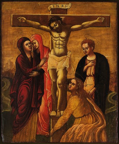 Icona Cretese raffigurante la crocefissione di Cristo