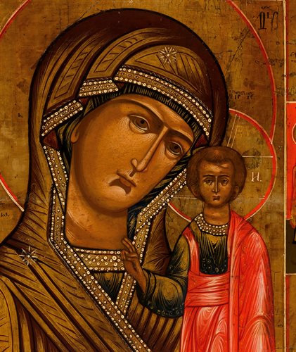 Antica icona russa raffigurante la Madre di Dio di Kazan