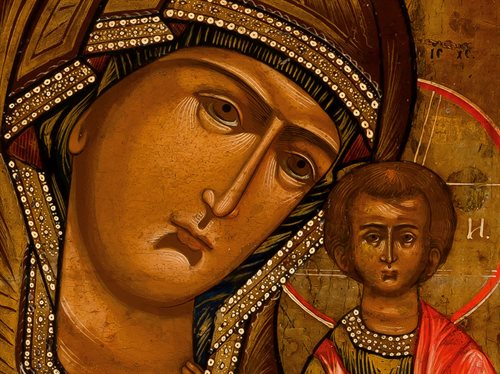 Antica icona russa raffigurante la Madre di Dio di Kazan