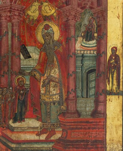 Antica icona russa  raffigurante la "Presentazione di Maria al Tempio"