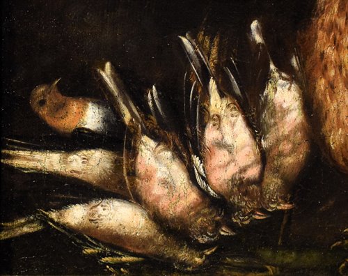Nature morte aux coqs vivant et gibier