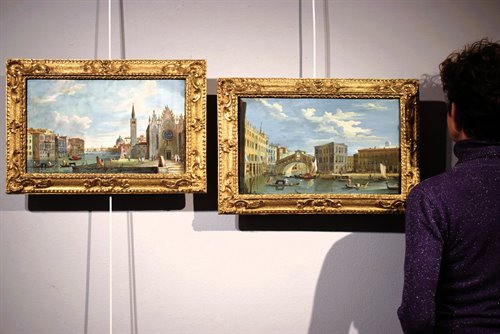 Paire de vues vénitiennes , fin du XVIIe siècle