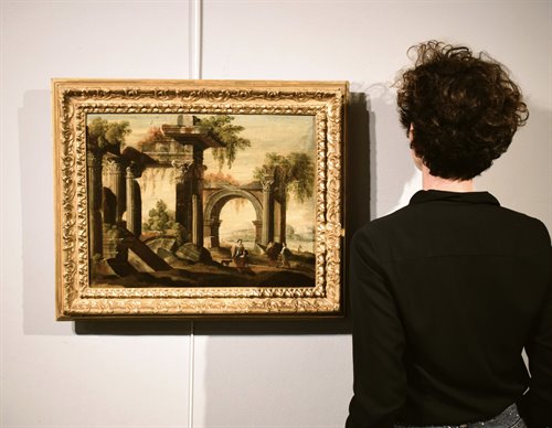 Paysage avec ruines architecturales