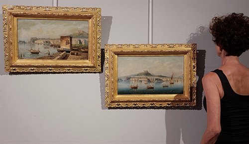 Paire de vues du golfe de Naples.